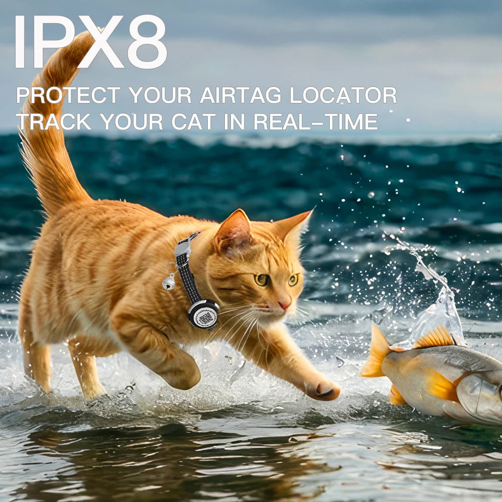 "BIG SELL OF 30% & Free ship". Cat tracking collar for attaching GPS devices with Airtag case & Dual protection reflective QR ID Tag..