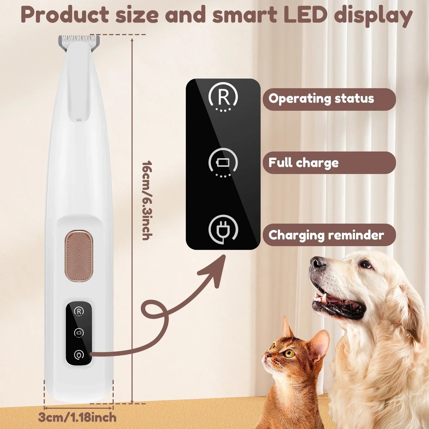 (New 2025) New Pet Groomer with LED Light, Fully Waterproof Pet Groomer with LED Display